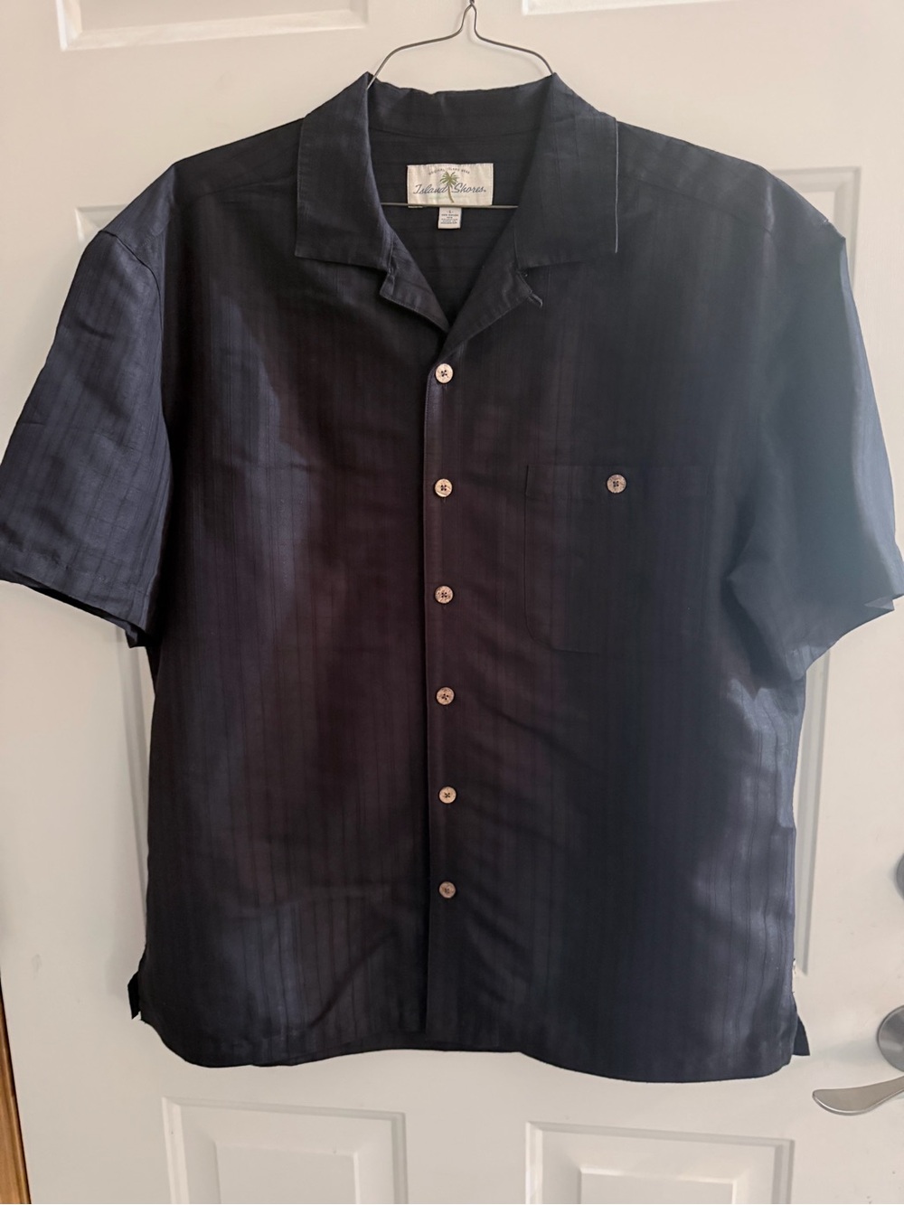 Relaxed Camp-Collar Short-Sleeve Button-Down Shirt - Black